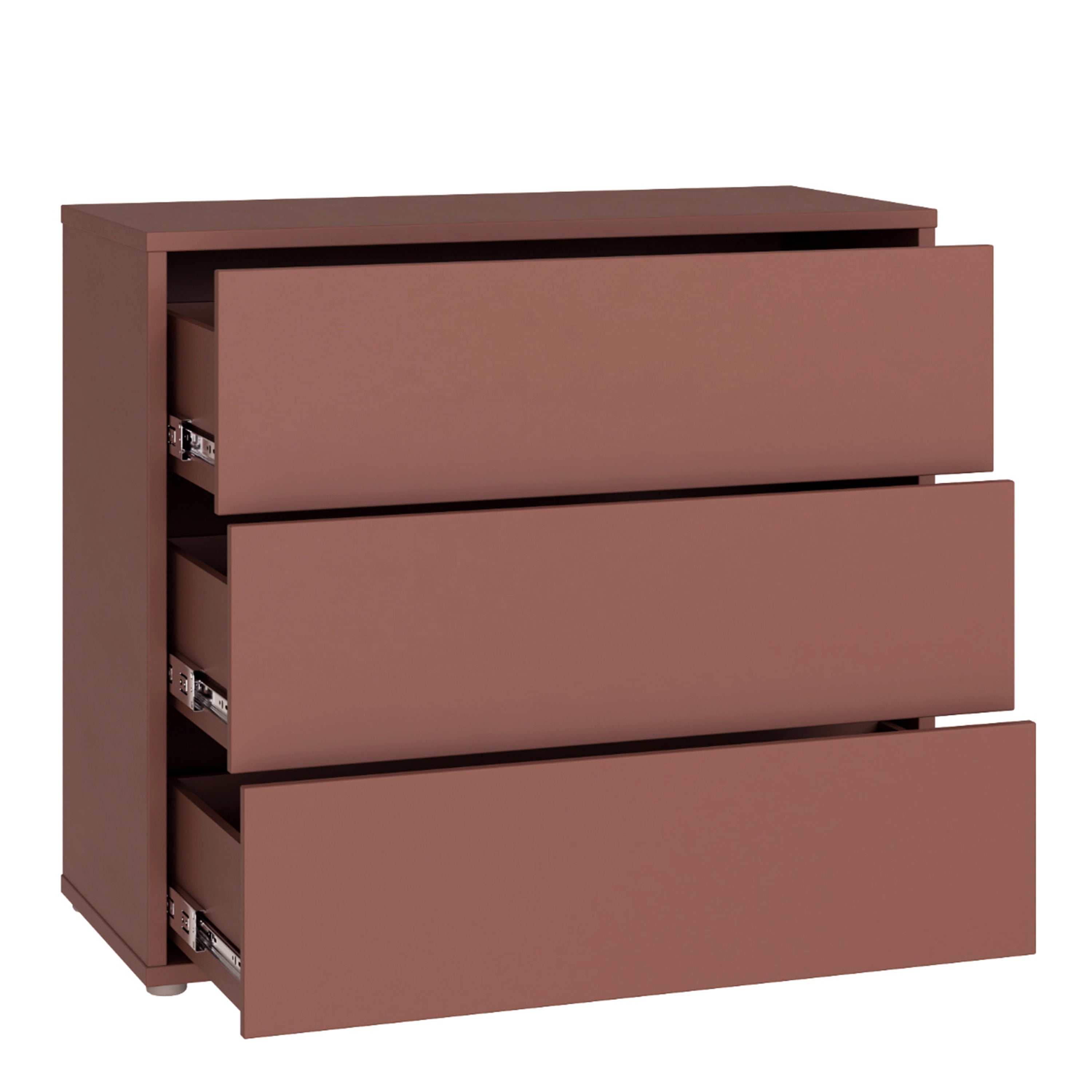 Alice Springs 3 Drawer Chest with Push-to-Open Drawers in Terracotta