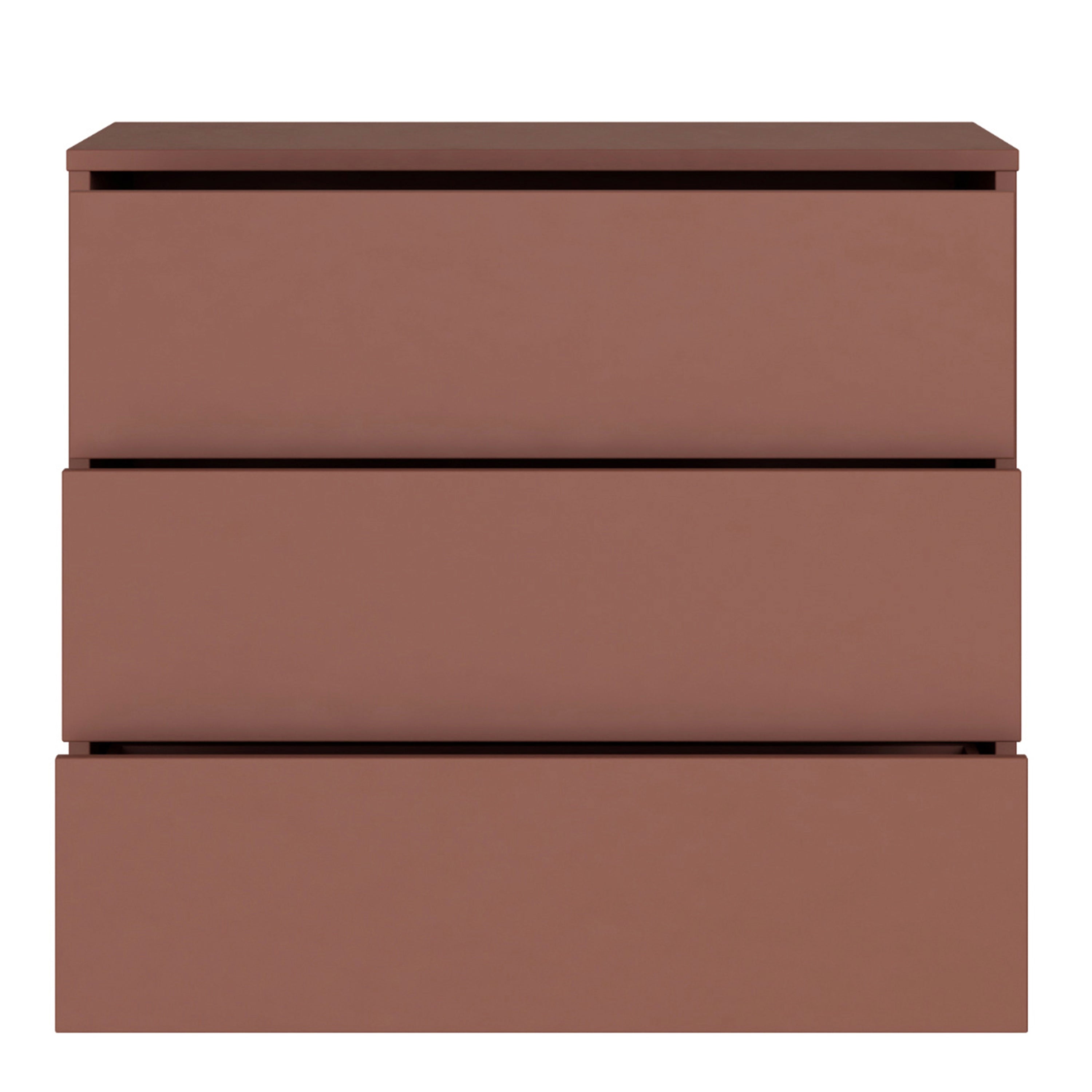 Alice Springs 3 Drawer Chest with Push-to-Open Drawers in Terracotta