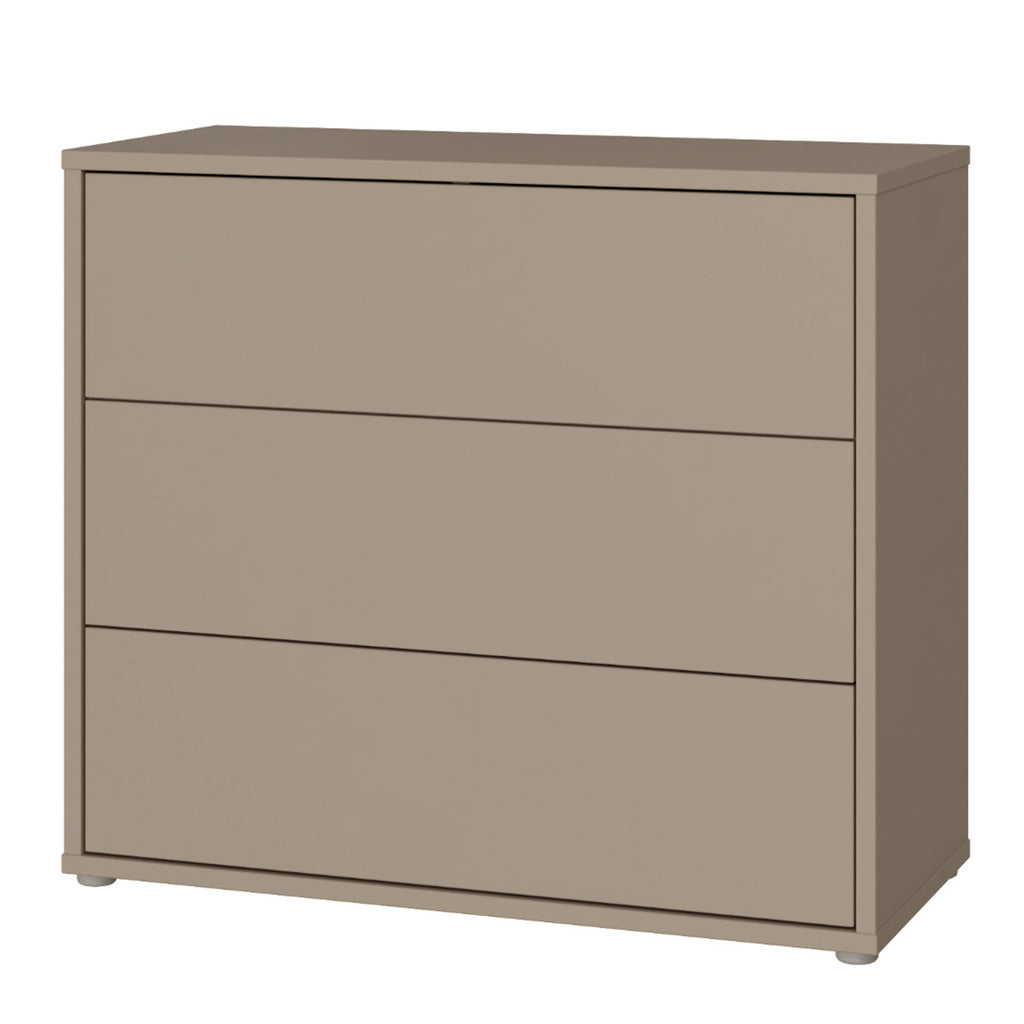 Alice Springs 3 Drawer Chest With Push-to-Open Drawers in Taupe