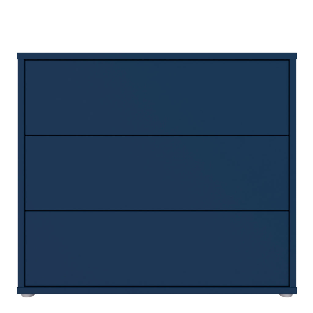 Alice Springs 3 Drawer Chest with Push-to-Open Drawers in Night Blue and White