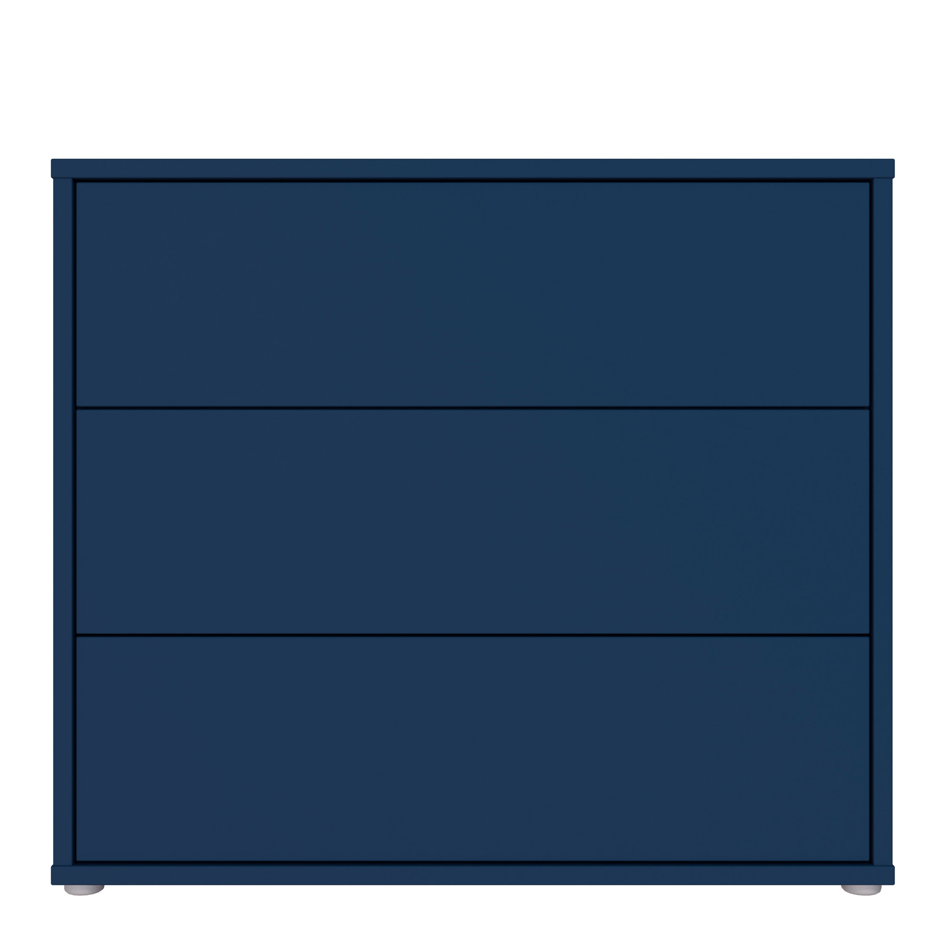 Alice Springs 3 Drawer Chest with Push-to-Open Drawers in Night Blue and White