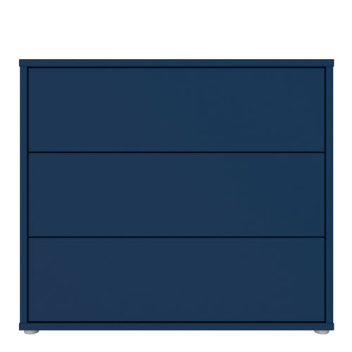 Alice Springs 3 Drawer Chest with Push-to-Open Drawers in Night Blue and White