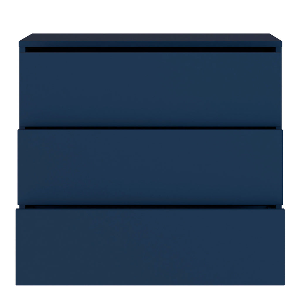 Alice Springs 3 Drawer Chest with Push-to-Open Drawers in Night Blue and White