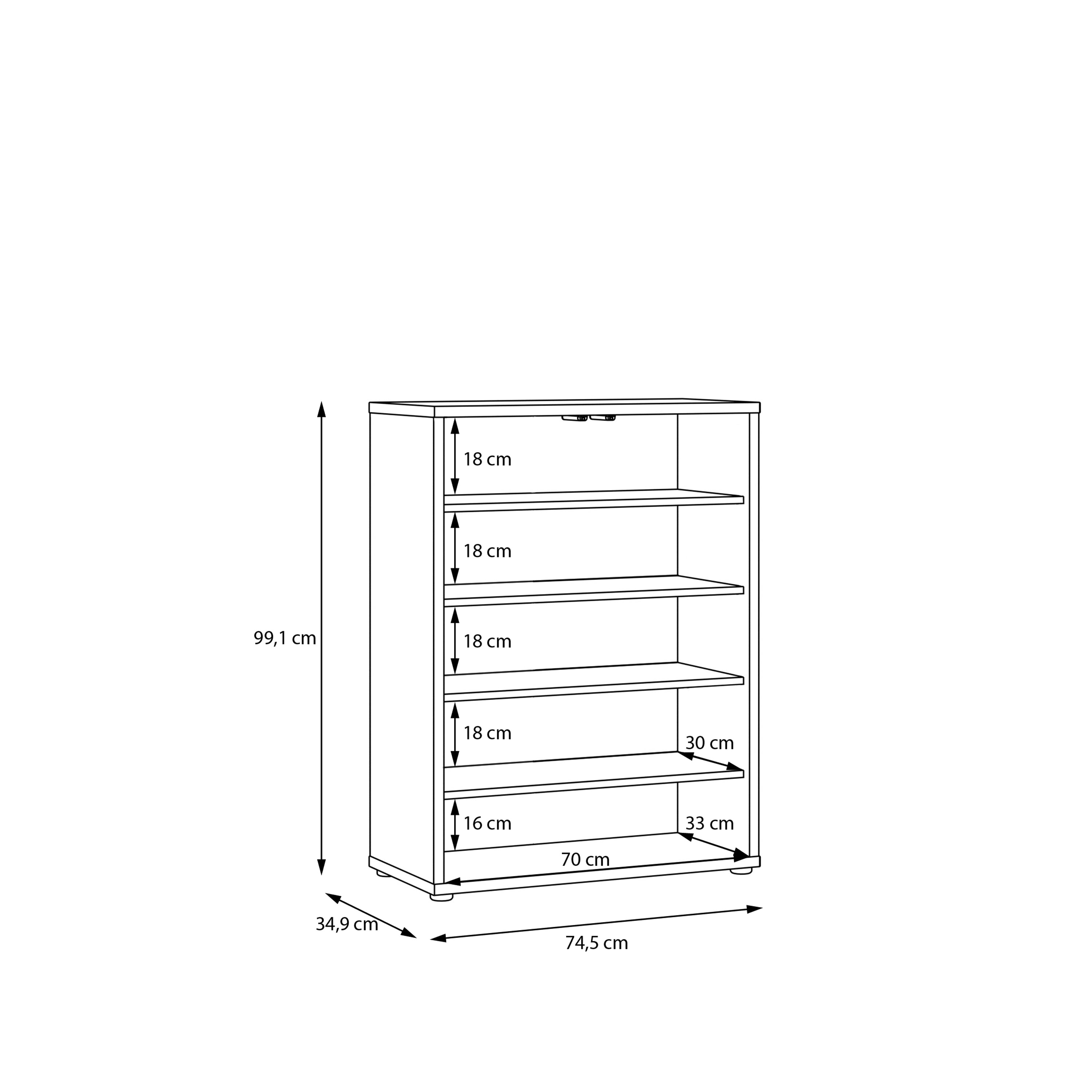 Alice Springs Shoe Cabinet with 2 Doors Push-to-Open in Elegancia Oak