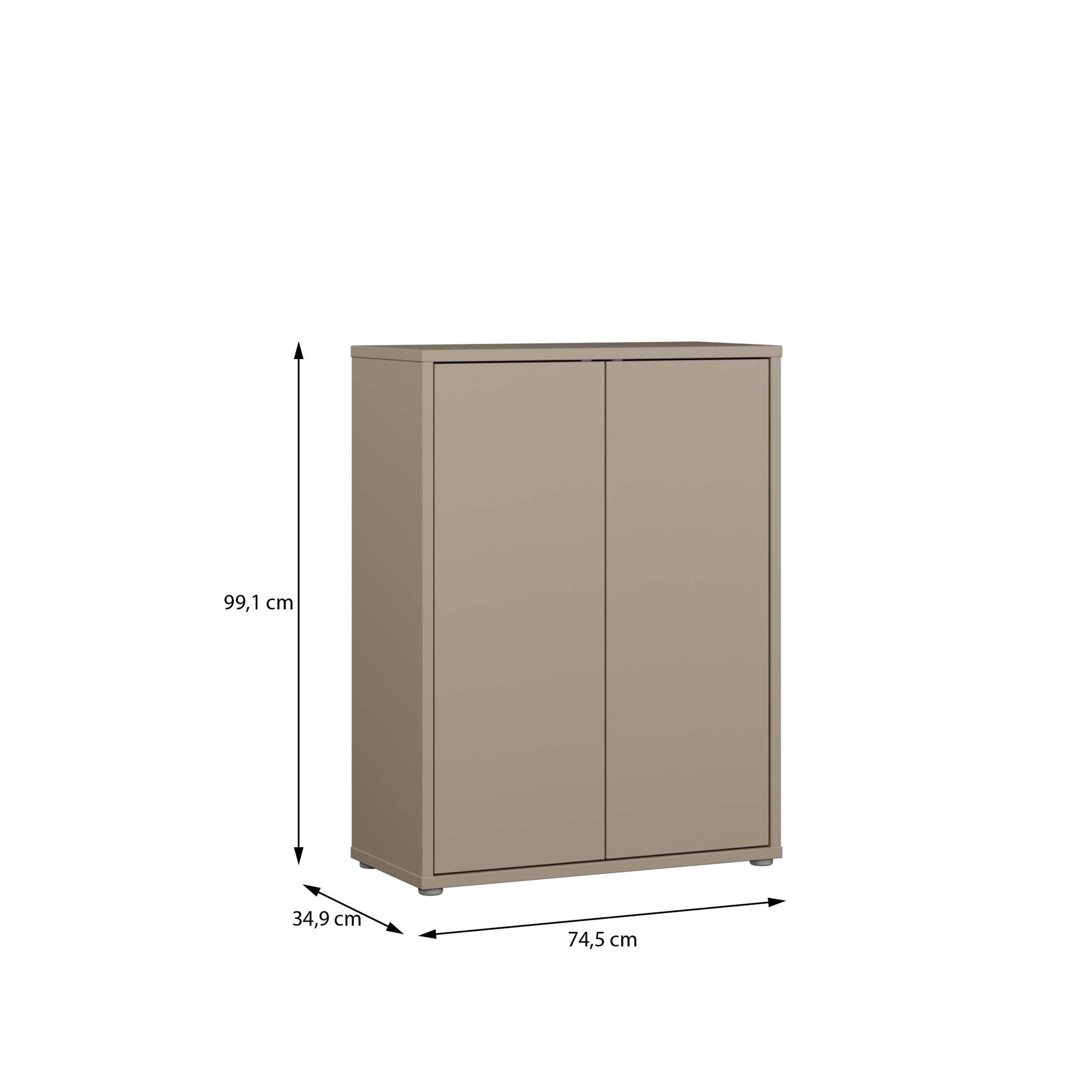 Alice Springs Shoe Cabinet with 2 Doors Push-to-Open in Taupe