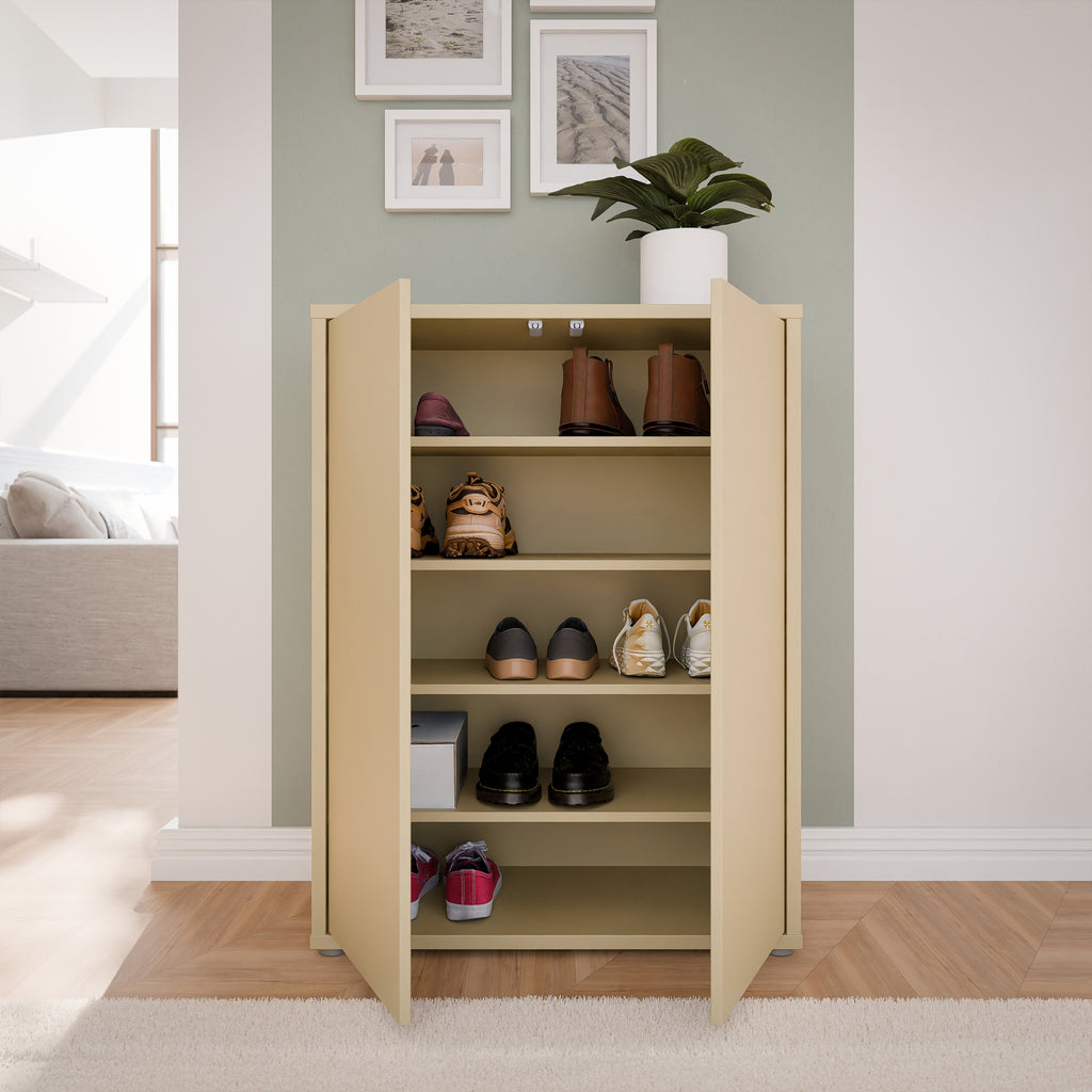Alice Springs Shoe Cabinet with 2 Doors Push-to-Open in Butter Yellow