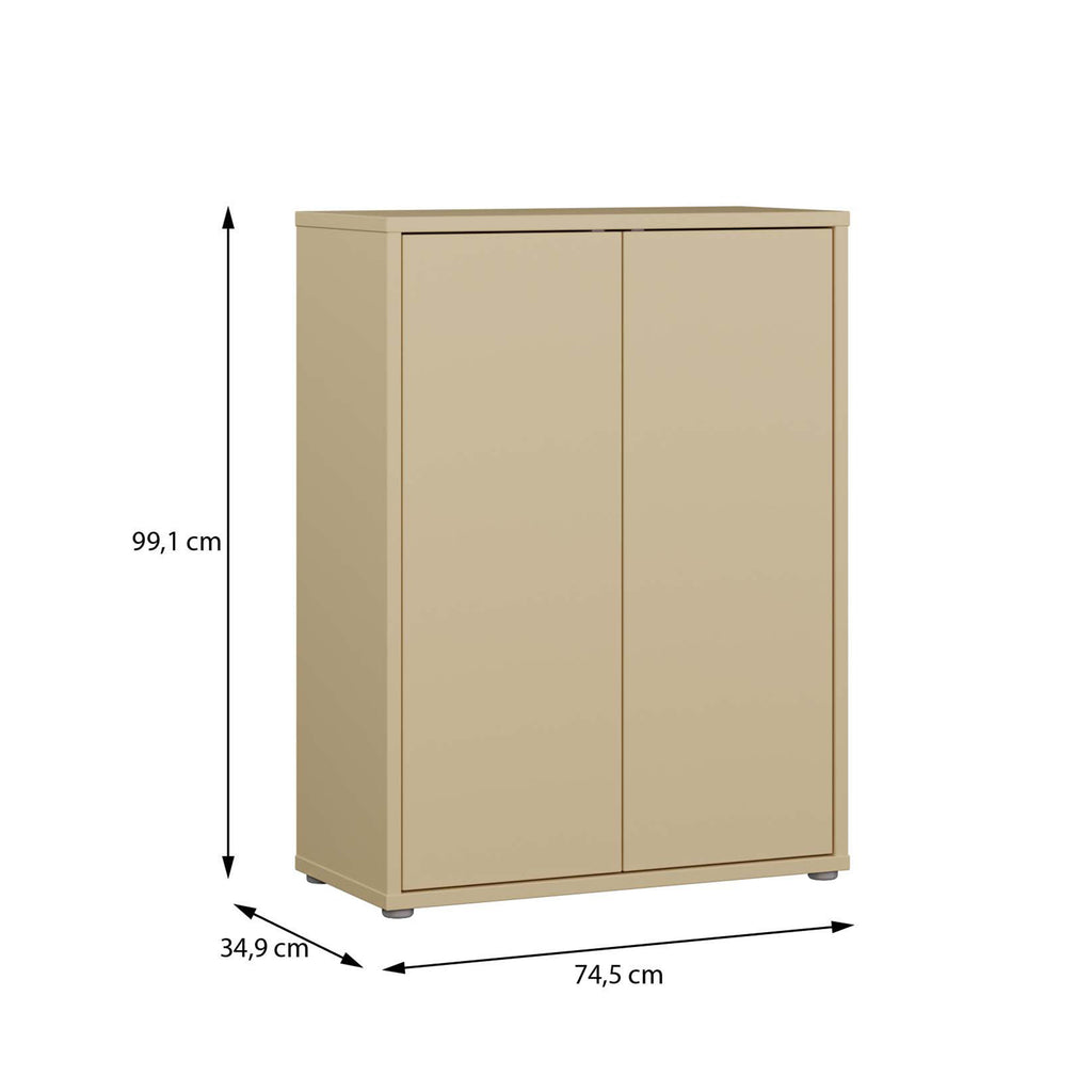 Alice Springs Shoe Cabinet with 2 Doors Push-to-Open in Butter Yellow