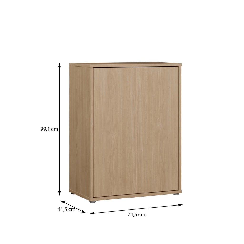 Alice Springs Tall 2 Door Cupboard with Push-to-Open Doors in Elegancia Oak