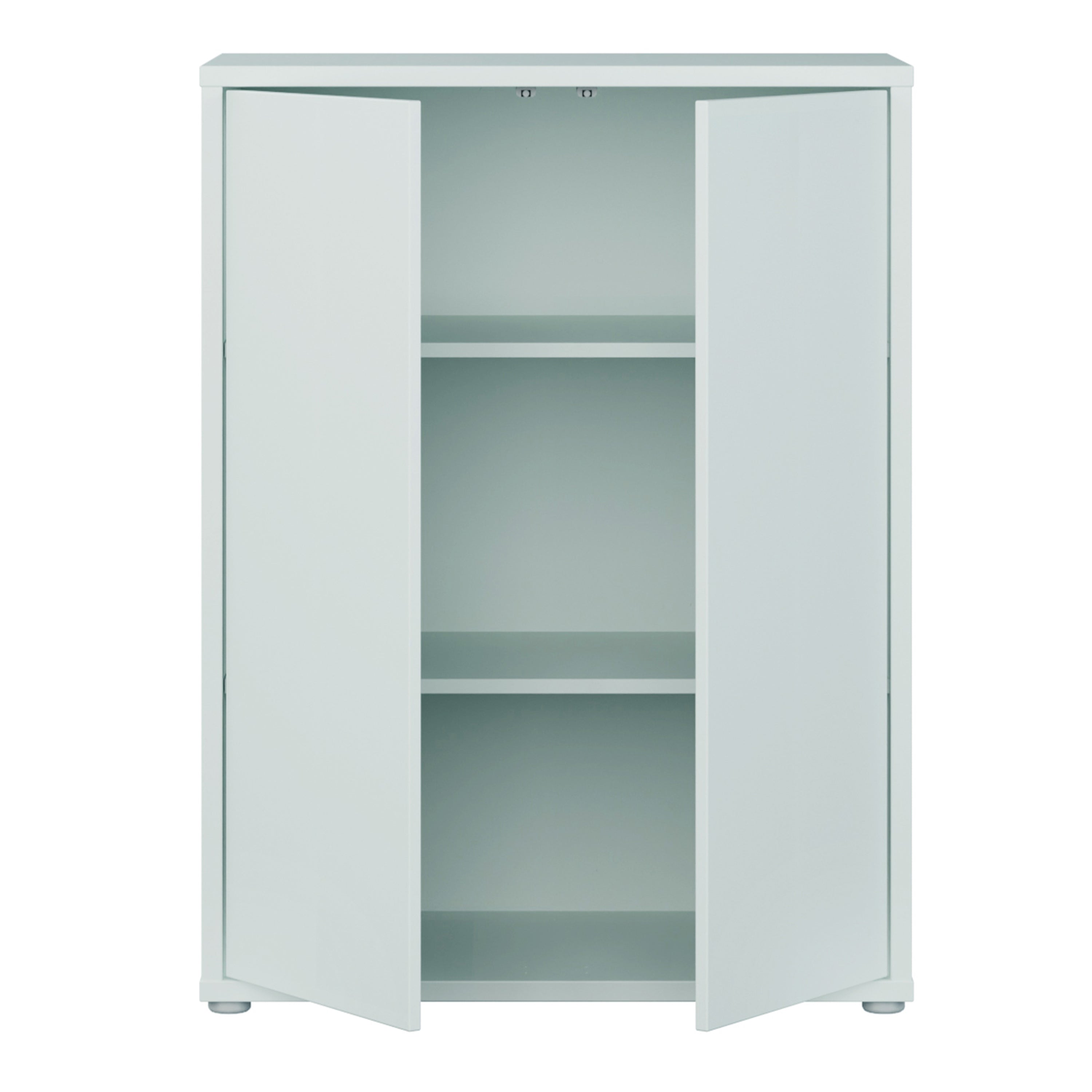 Alice Springs Tall 2 Door Cupboard with Push-to-Open Doors in Light Grey