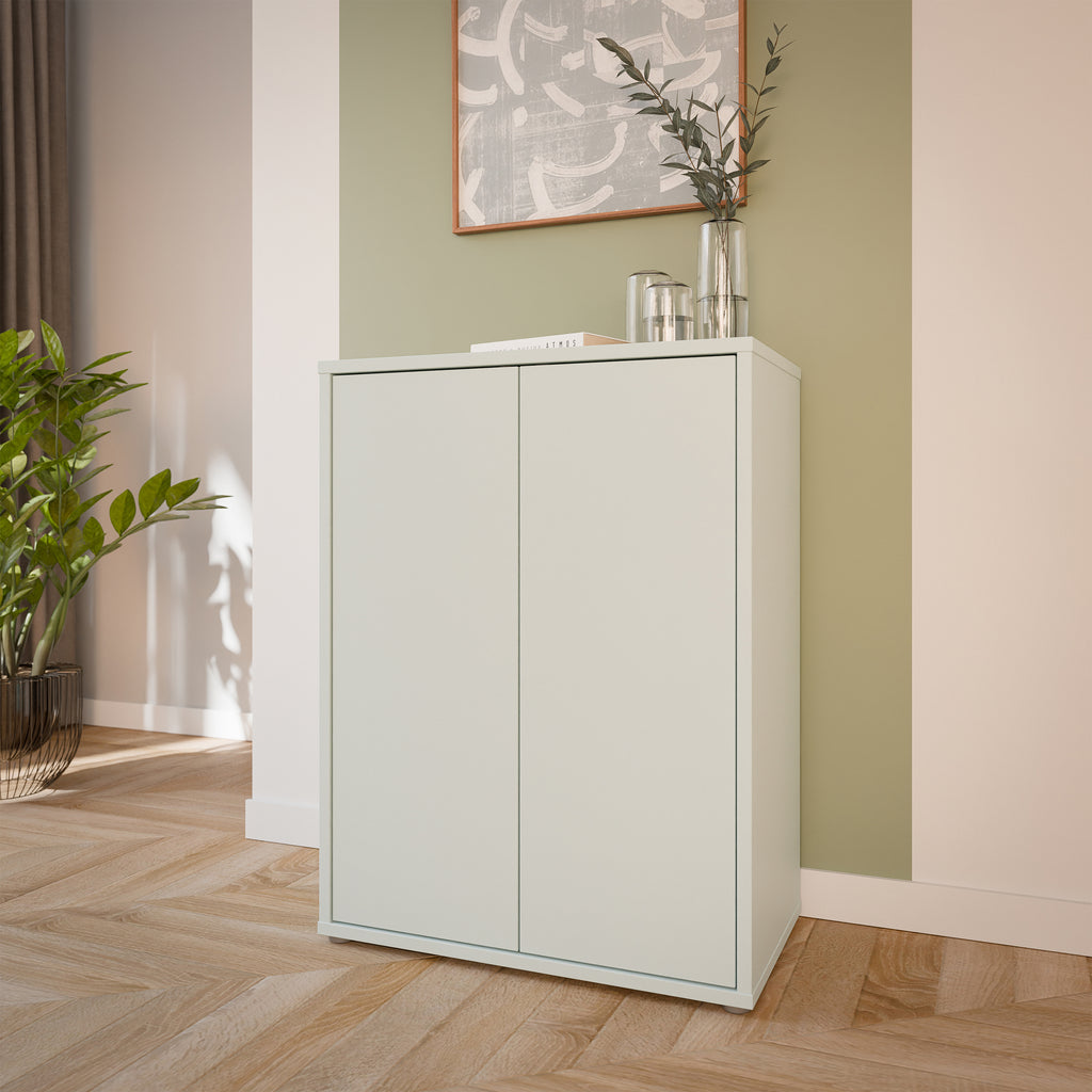 Alice Springs Tall 2 Door Cupboard with Push-to-Open Doors in Light Grey