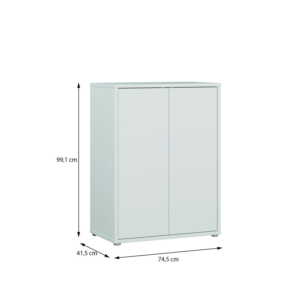 Alice Springs Tall 2 Door Cupboard with Push-to-Open Doors in Light Grey