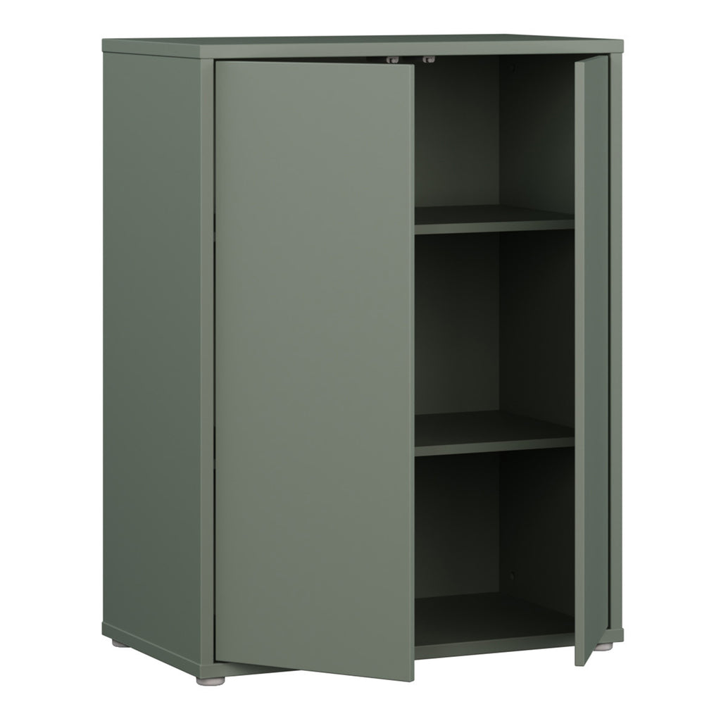 Alice Springs Tall 2 Door Cupboard with Push-to-Open Doors in Sage Green