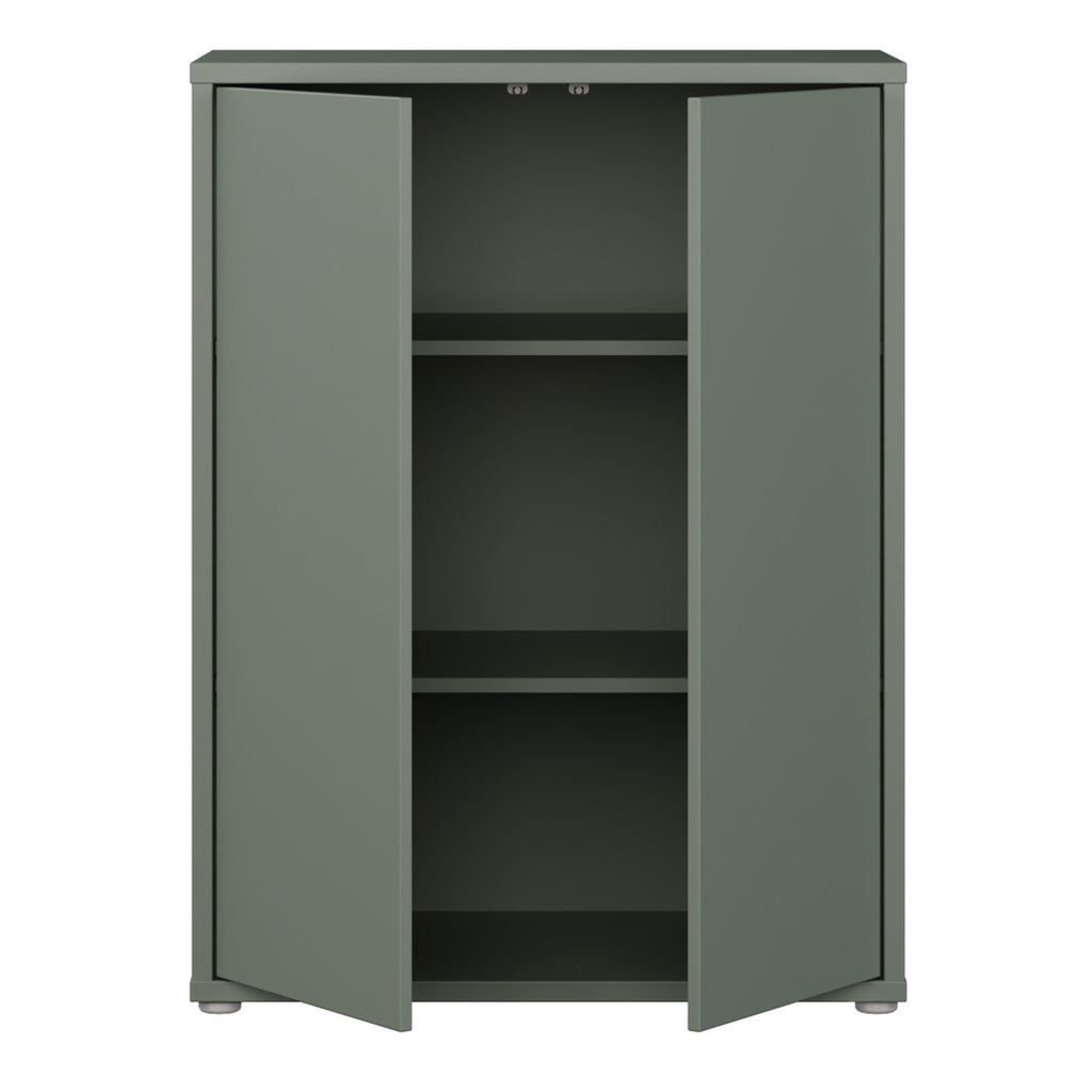 Alice Springs Tall 2 Door Cupboard with Push-to-Open Doors in Sage Green