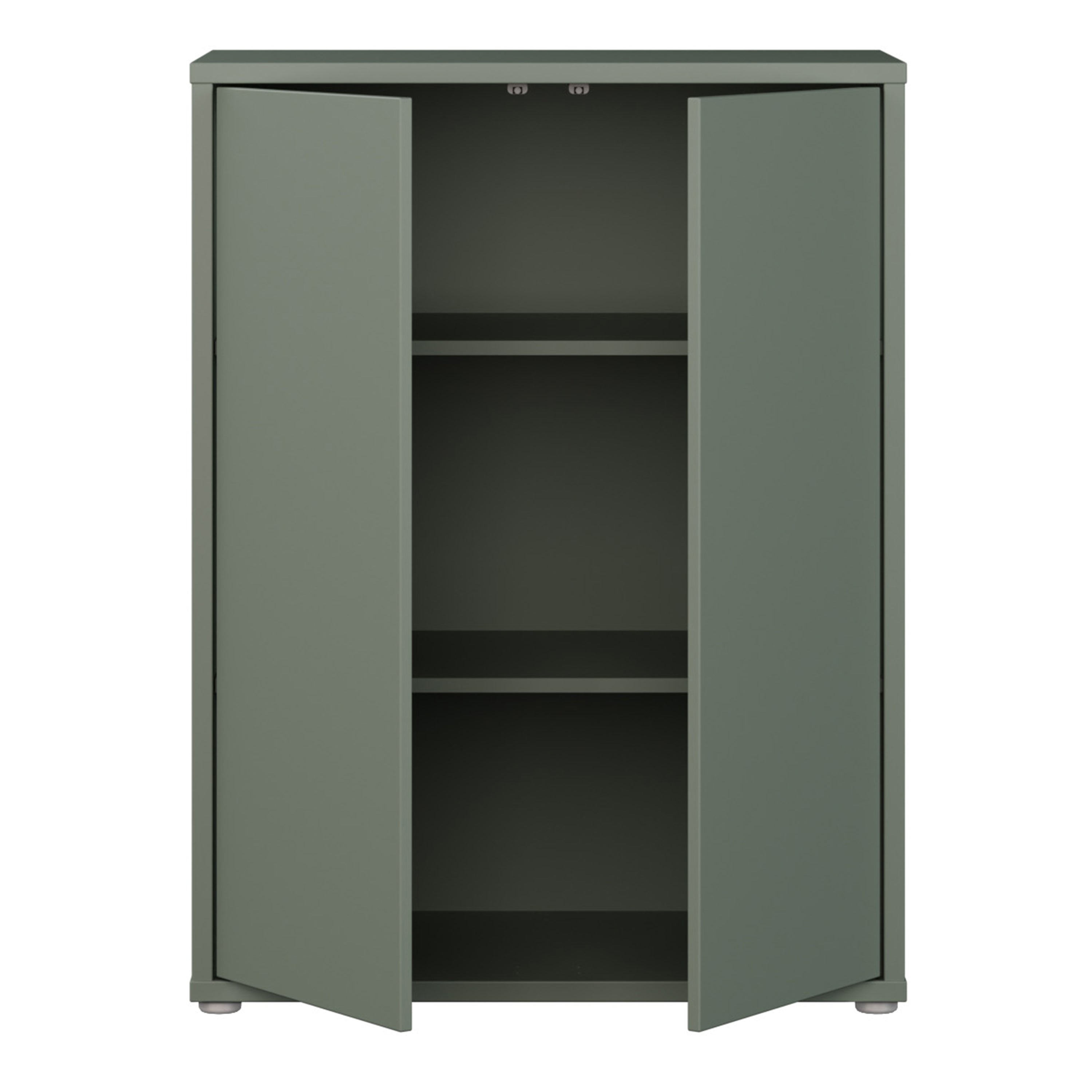 Alice Springs Tall 2 Door Cupboard with Push-to-Open Doors in Sage Green