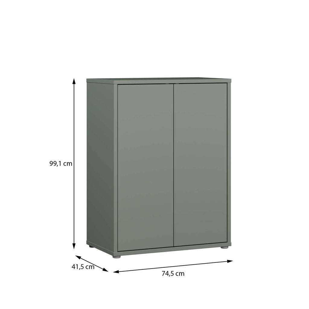 Alice Springs Tall 2 Door Cupboard with Push-to-Open Doors in Sage Green
