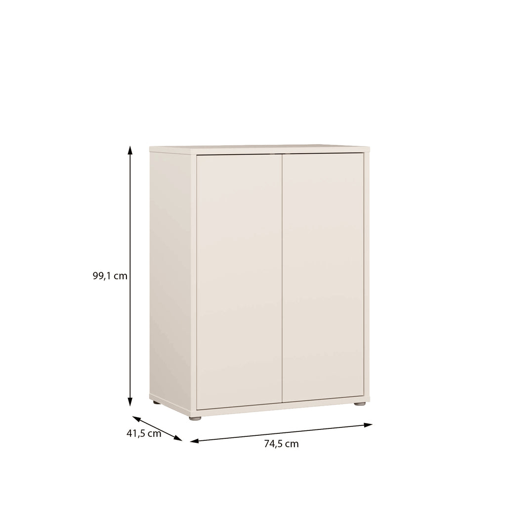 Alice Springs Tall 2 Door Cupboard with Push-to-Open Doors in Sand