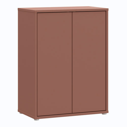 Alice Springs Tall 2 Door Cupboard with Push-to-Open Doors in Terracotta