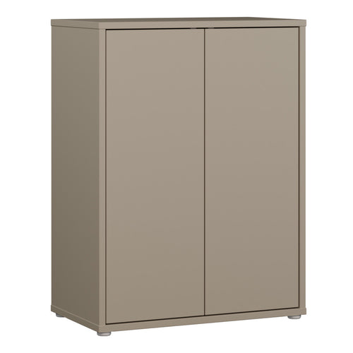 Alice Springs Tall 2 Door Cupboard with Push-to-Open Doors in Taupe