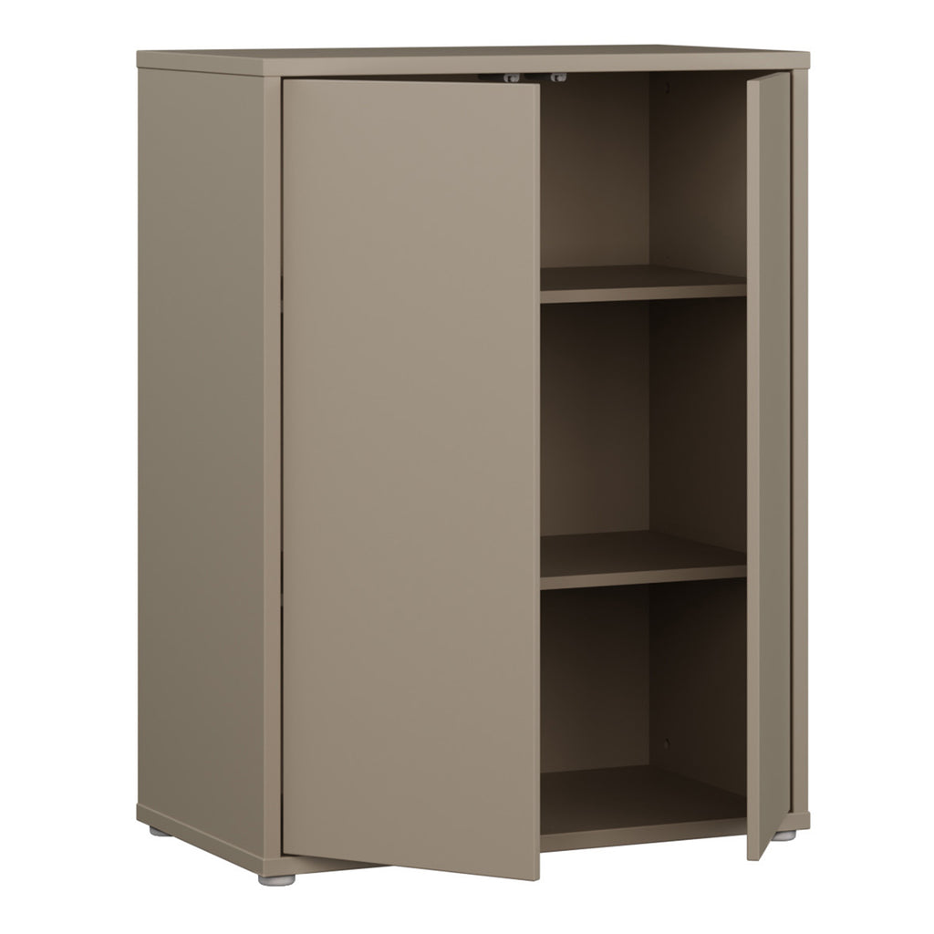Alice Springs Tall 2 Door Cupboard with Push-to-Open Doors in Taupe