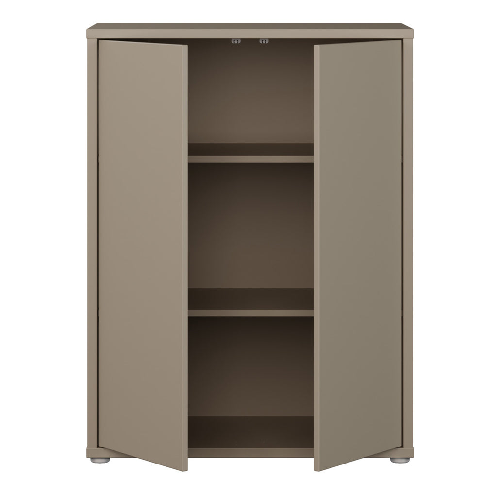 Alice Springs Tall 2 Door Cupboard with Push-to-Open Doors in Taupe