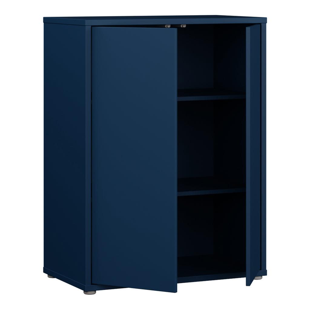 Alice Springs Tall 2 Door Cupboard with Push-to-Open Doors in Night Blue