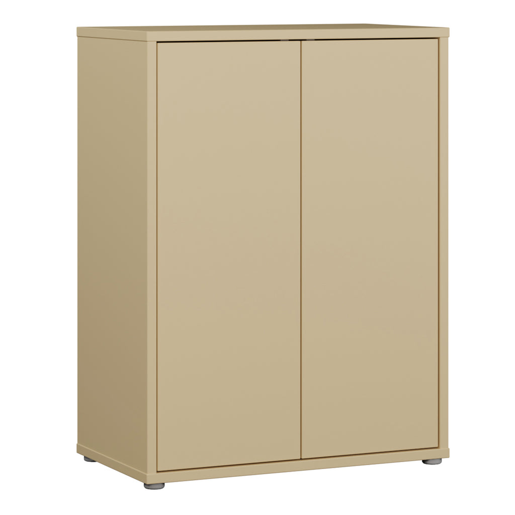 Alice Springs Tall 2 Door Cupboard with Push-to-Open Doors in Butter Yellow