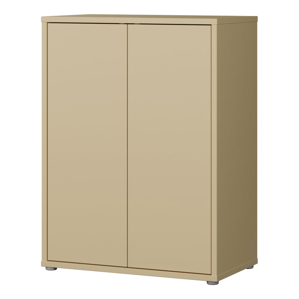 Alice Springs Tall 2 Door Cupboard with Push-to-Open Doors in Butter Yellow