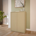 Alice Springs Tall 2 Door Cupboard with Push-to-Open Doors in Butter Yellow