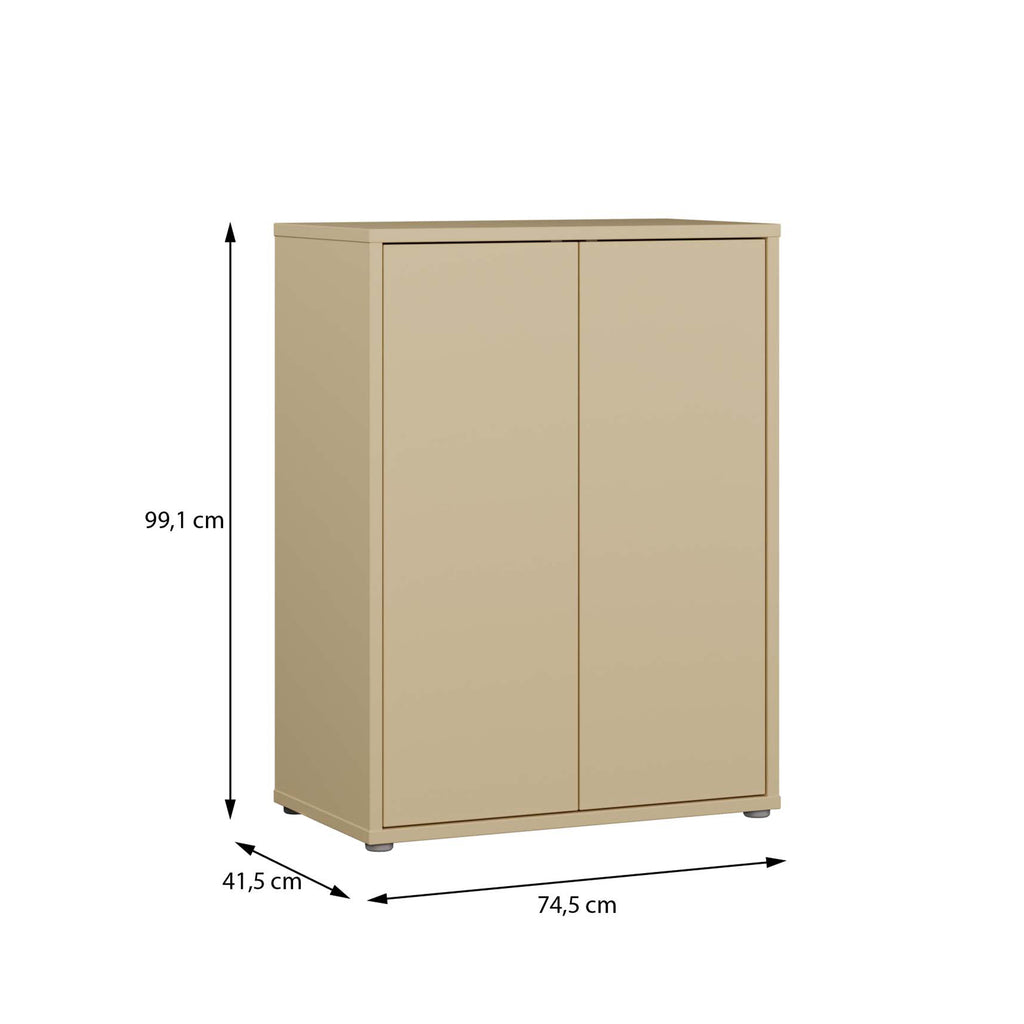 Alice Springs Tall 2 Door Cupboard with Push-to-Open Doors in Butter Yellow