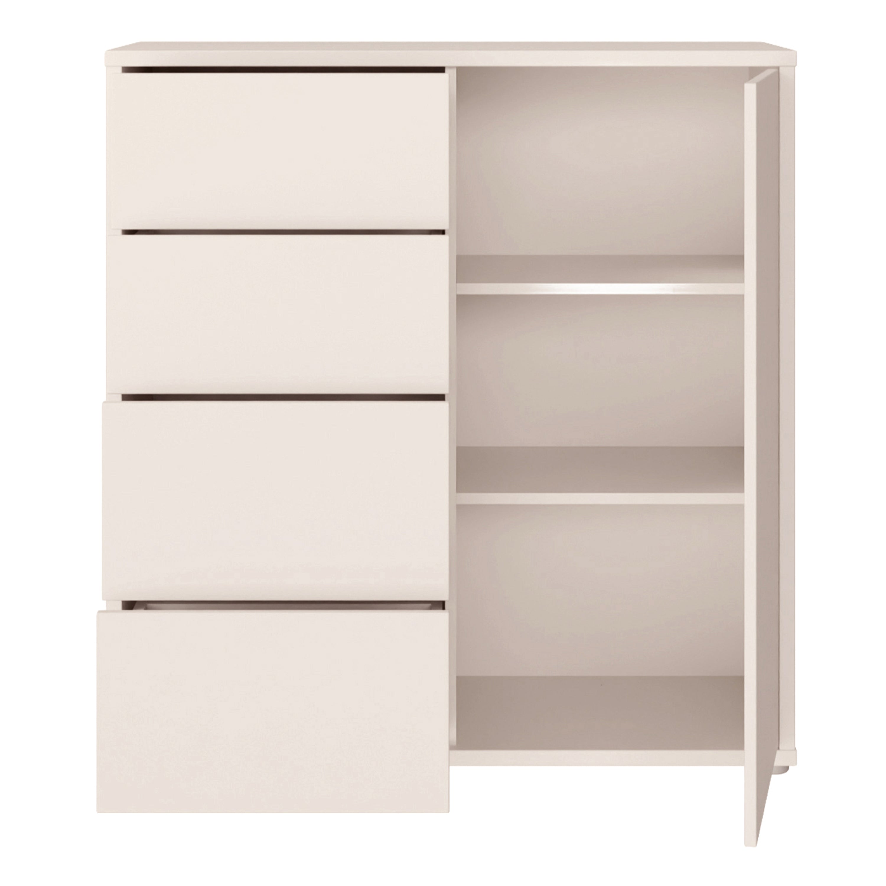 Alice Springs Storage Unit with 4 Drawers & 1 Door with Push-to-Open in Sand