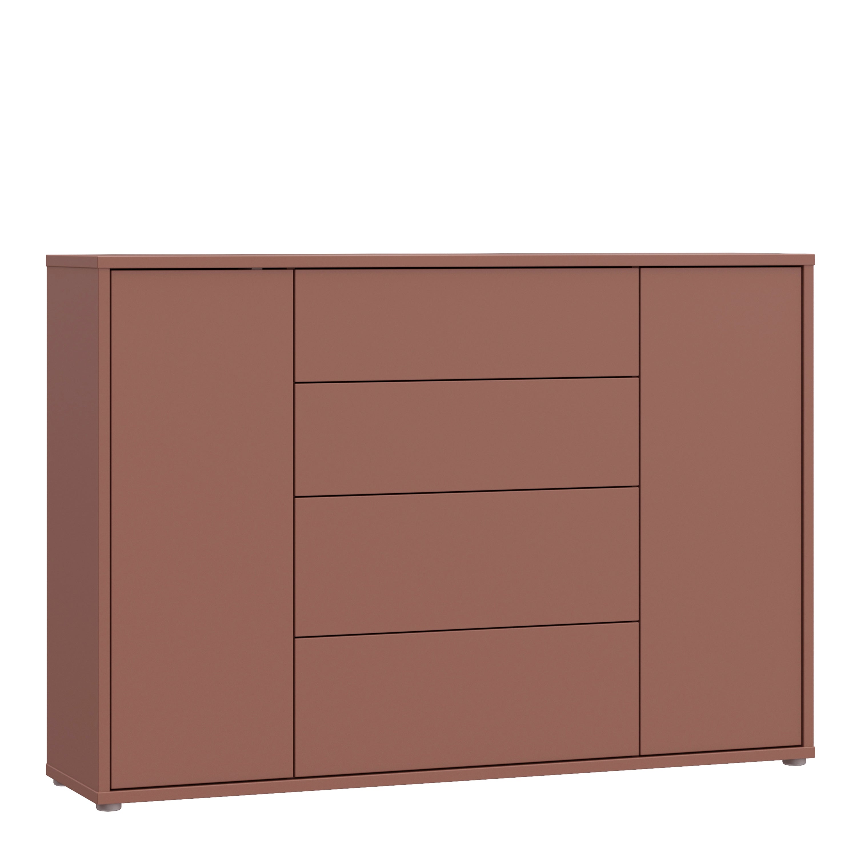 Alice Springs Wide Sideboard with 4 Drawers & 2 Doors with Push-to-Open in Terracotta
