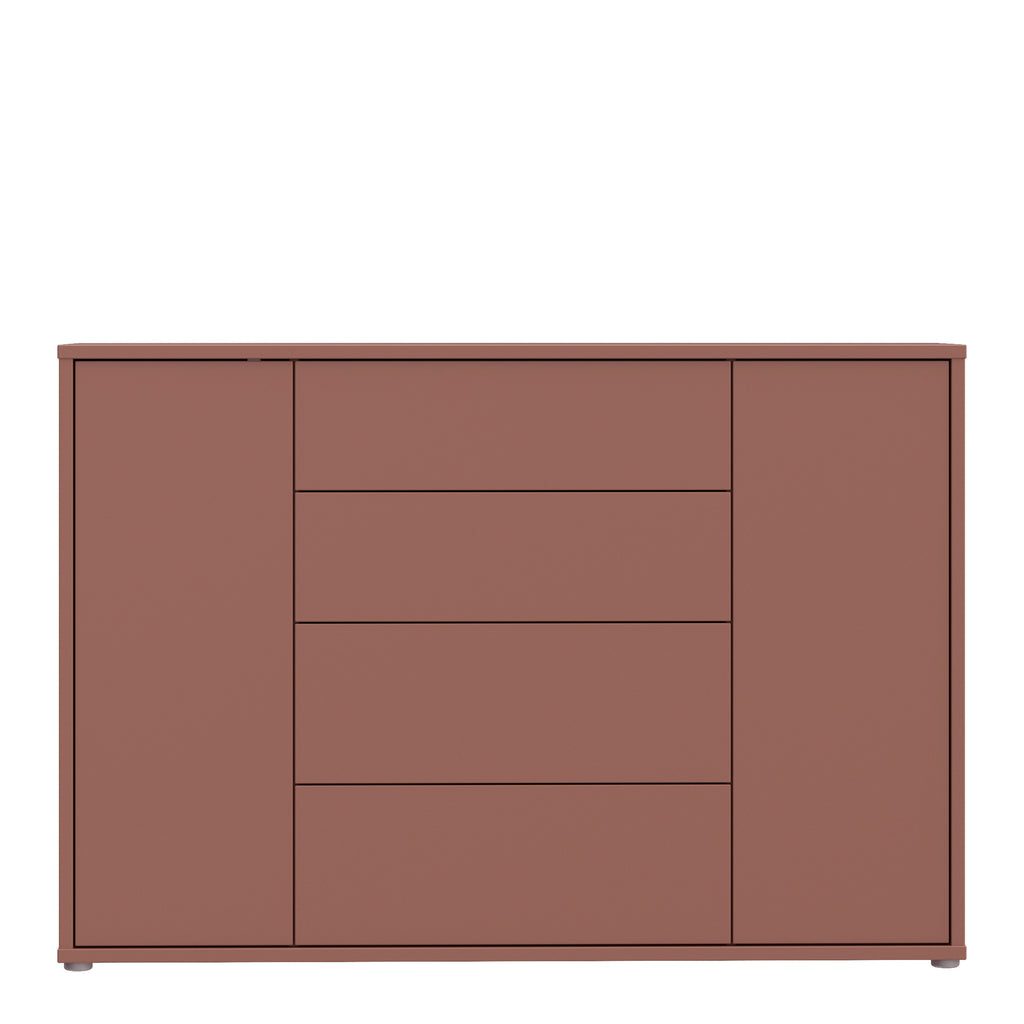 Alice Springs Wide Sideboard with 4 Drawers & 2 Doors with Push-to-Open in Terracotta