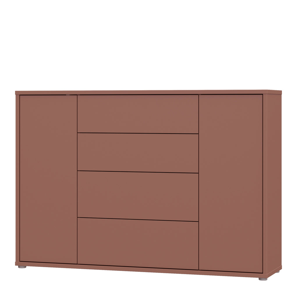 Alice Springs Wide Sideboard with 4 Drawers & 2 Doors with Push-to-Open in Terracotta