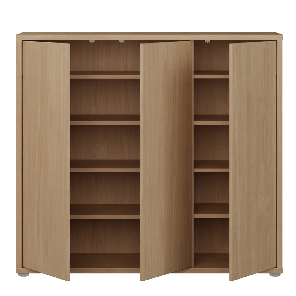 Alice Springs Shoe Cabinet with 3 Doors Push-to-Open in Elegancia Oak