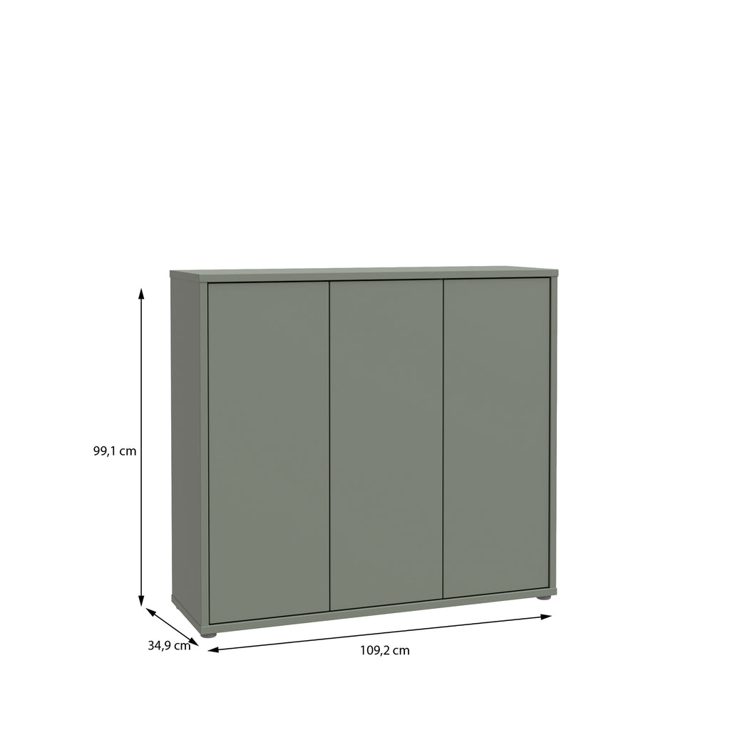 Alice Springs Shoe Cabinet with 3 Doors Push-to-Open in Sage Green