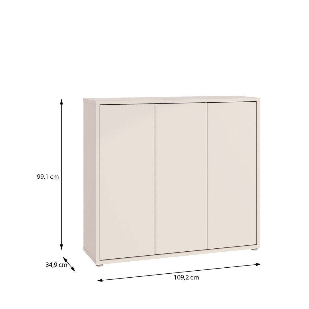 Alice Springs Shoe Cabinet with 3 Doors Push-to-Open in Sand