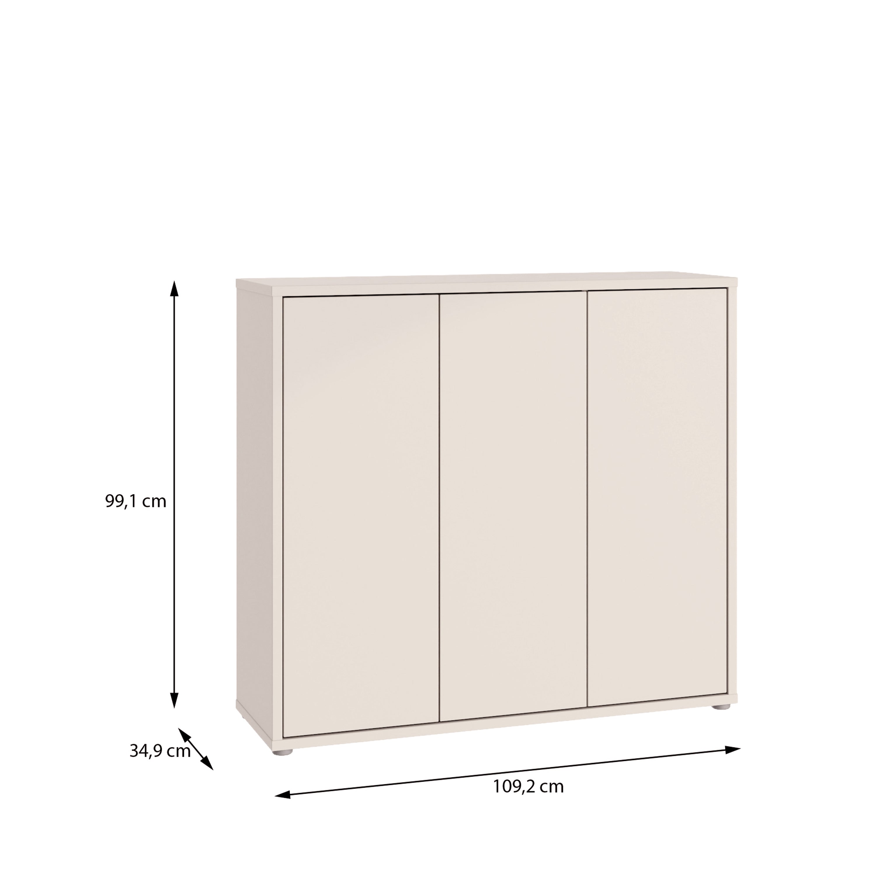 Alice Springs Shoe Cabinet with 3 Doors Push-to-Open in Sand