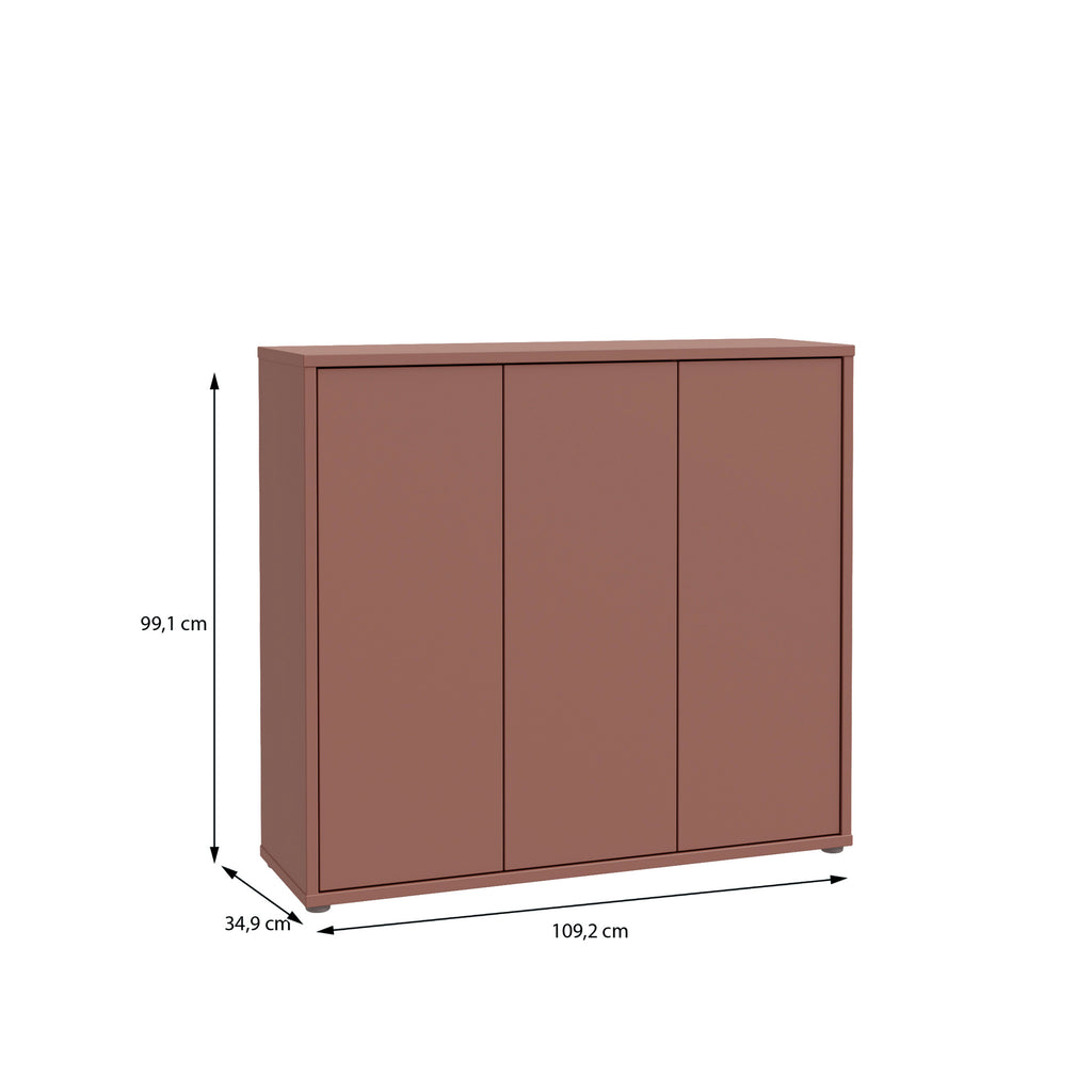 Alice Springs Shoe Cabinet with 3 Doors Push-to-Open in Terracotta