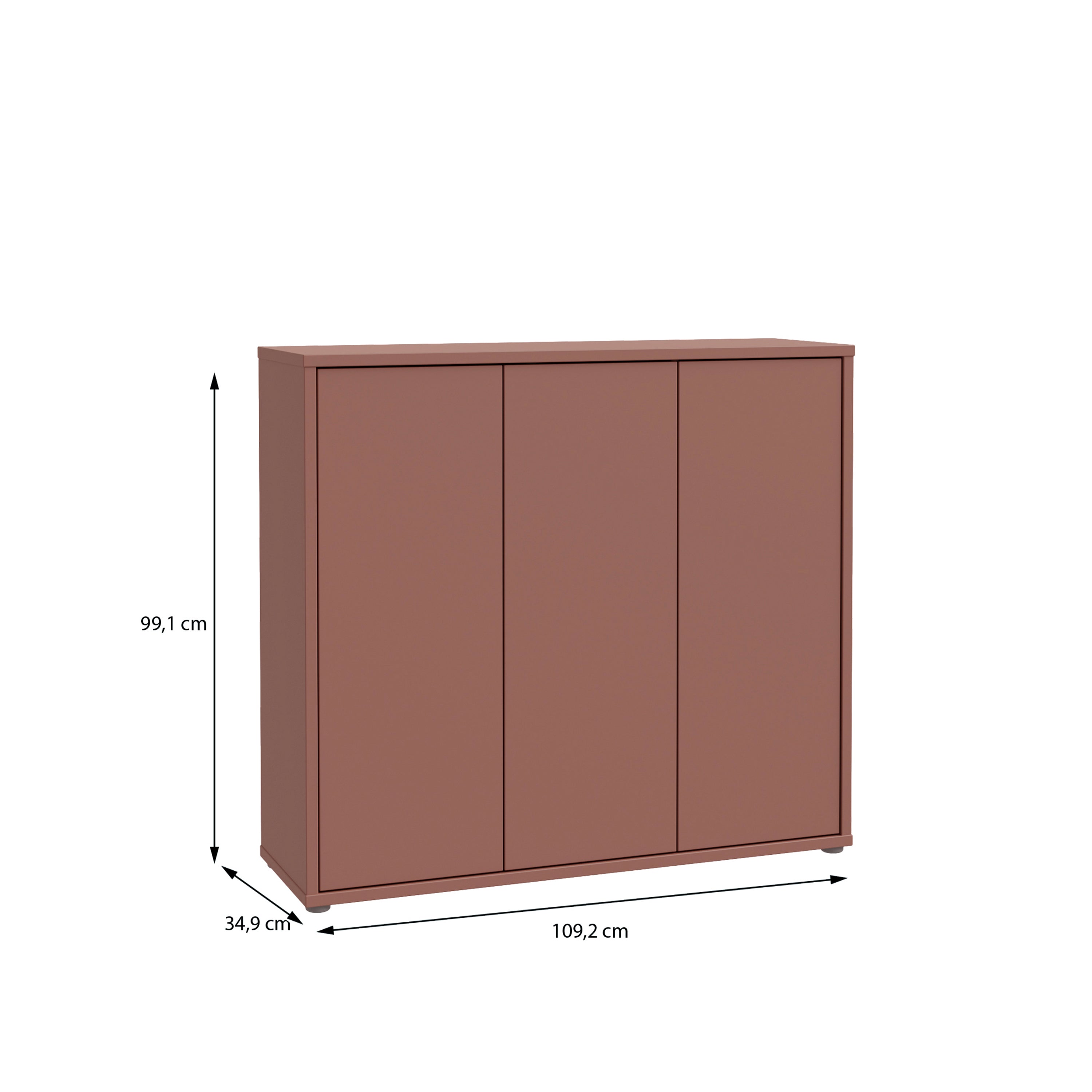Alice Springs Shoe Cabinet with 3 Doors Push-to-Open in Terracotta