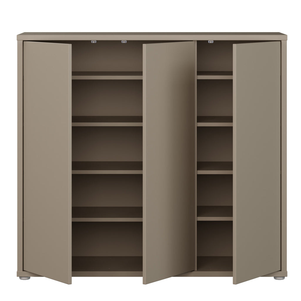 Alice Springs Shoe Cabinet with 3 Doors Push-to-Open in Taupe