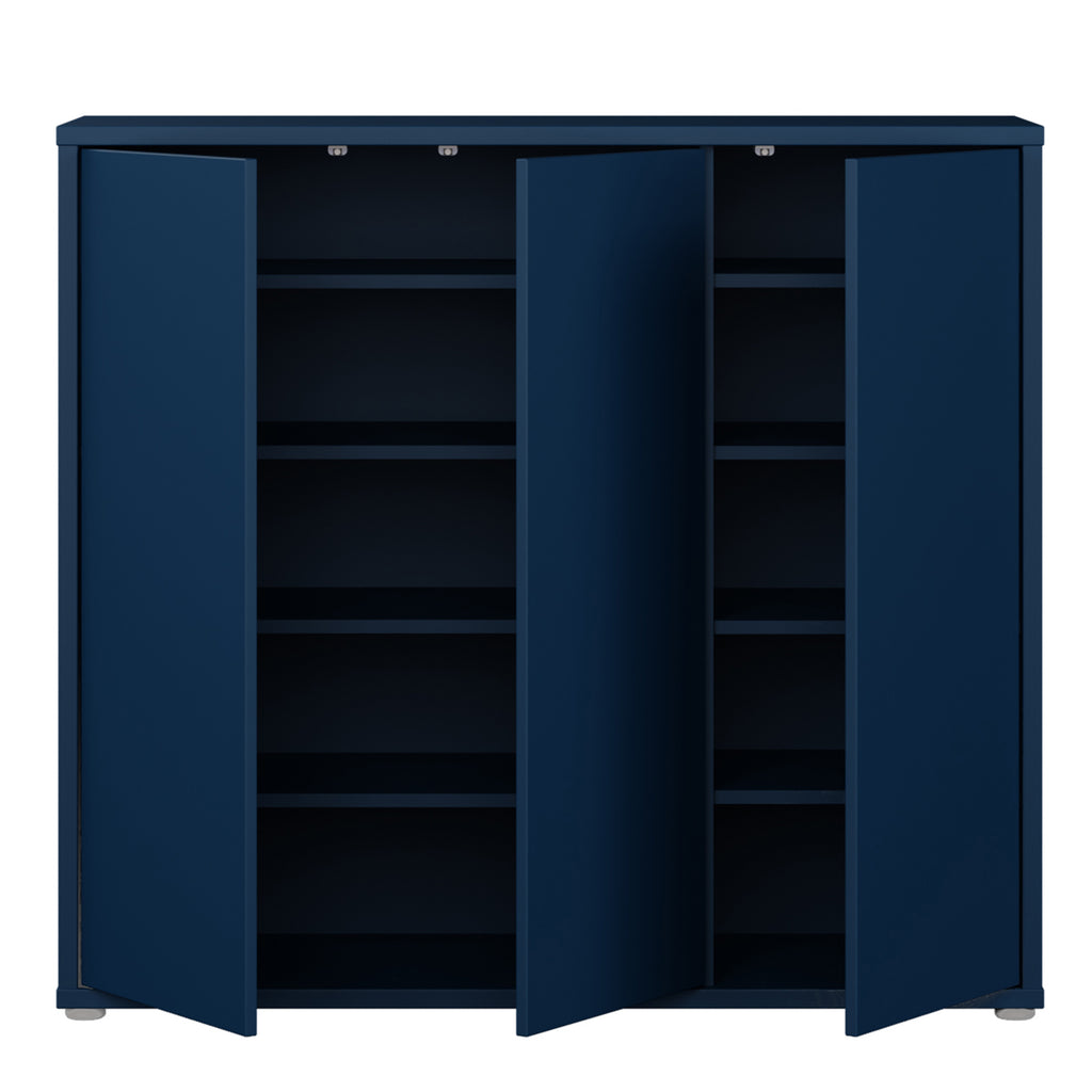 Alice Springs Shoe Cabinet with 3 Doors Push-to-Open in Night Blue