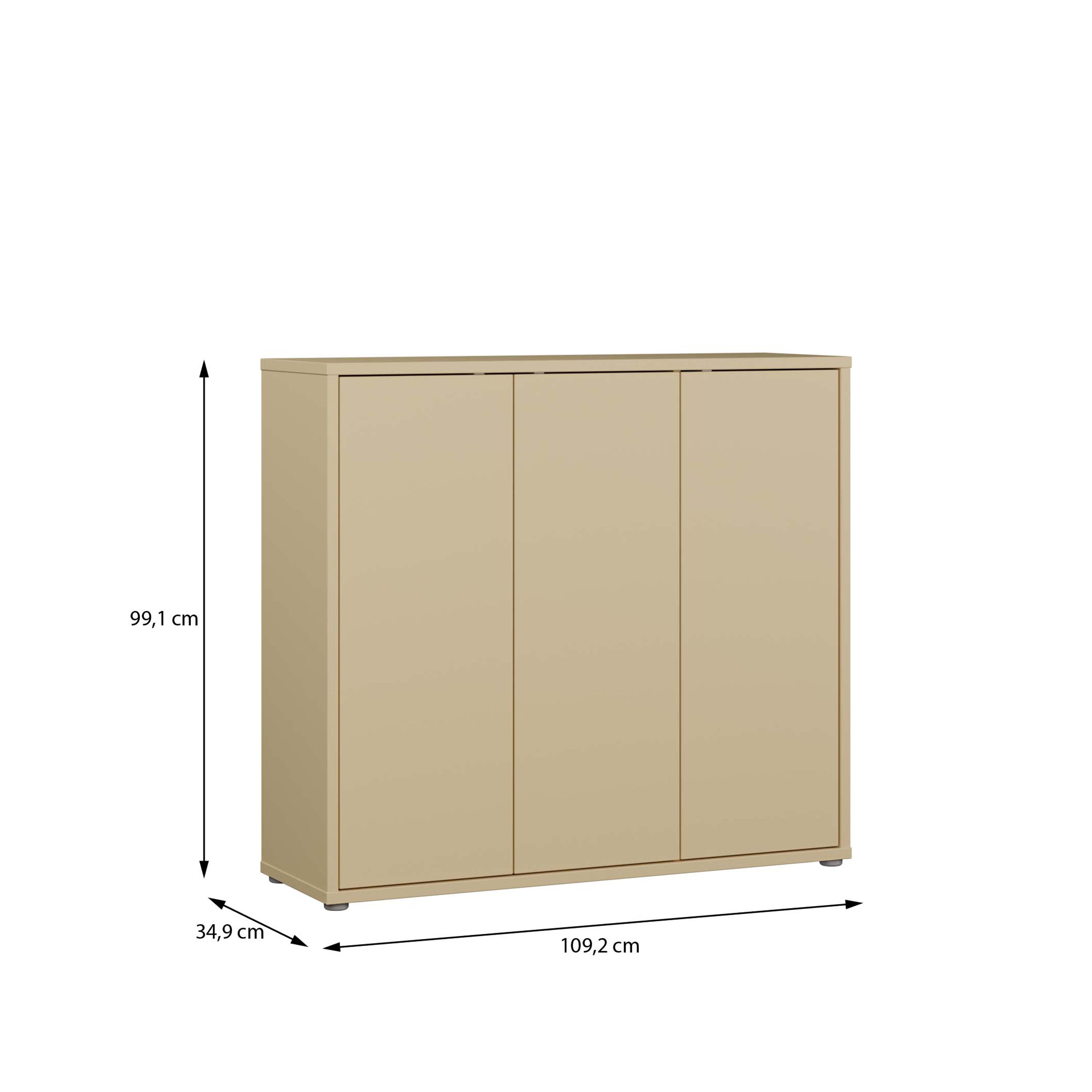 Alice Springs Shoe Cabinet with 3 Doors Push-to-Open in Butter Yellow