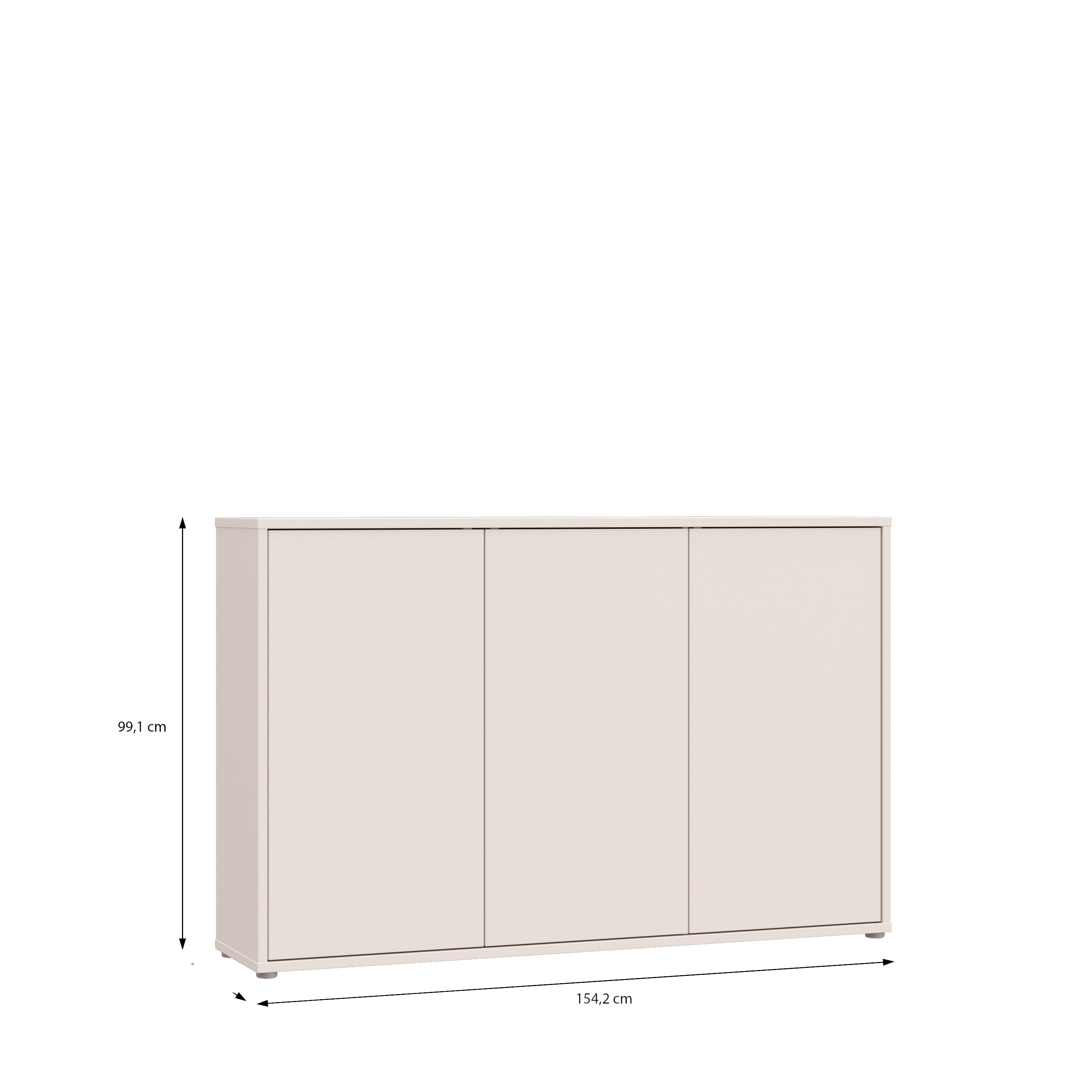 Alice Springs 3 Door Sideboard with Push-to-Open Doors in Sand