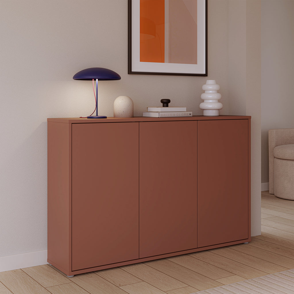 Alice Springs 3 Door Sideboard with Push-to-Open Doors in Terracotta