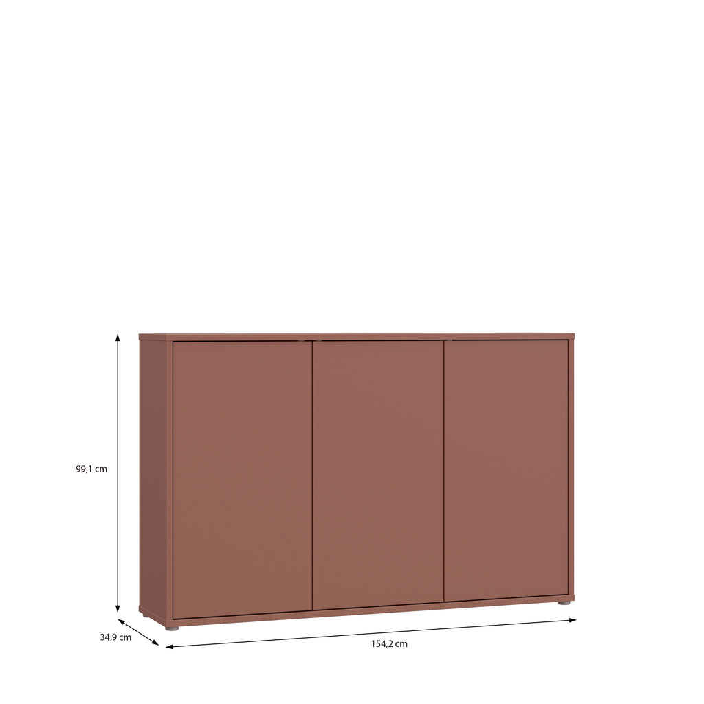 Alice Springs 3 Door Sideboard with Push-to-Open Doors in Terracotta