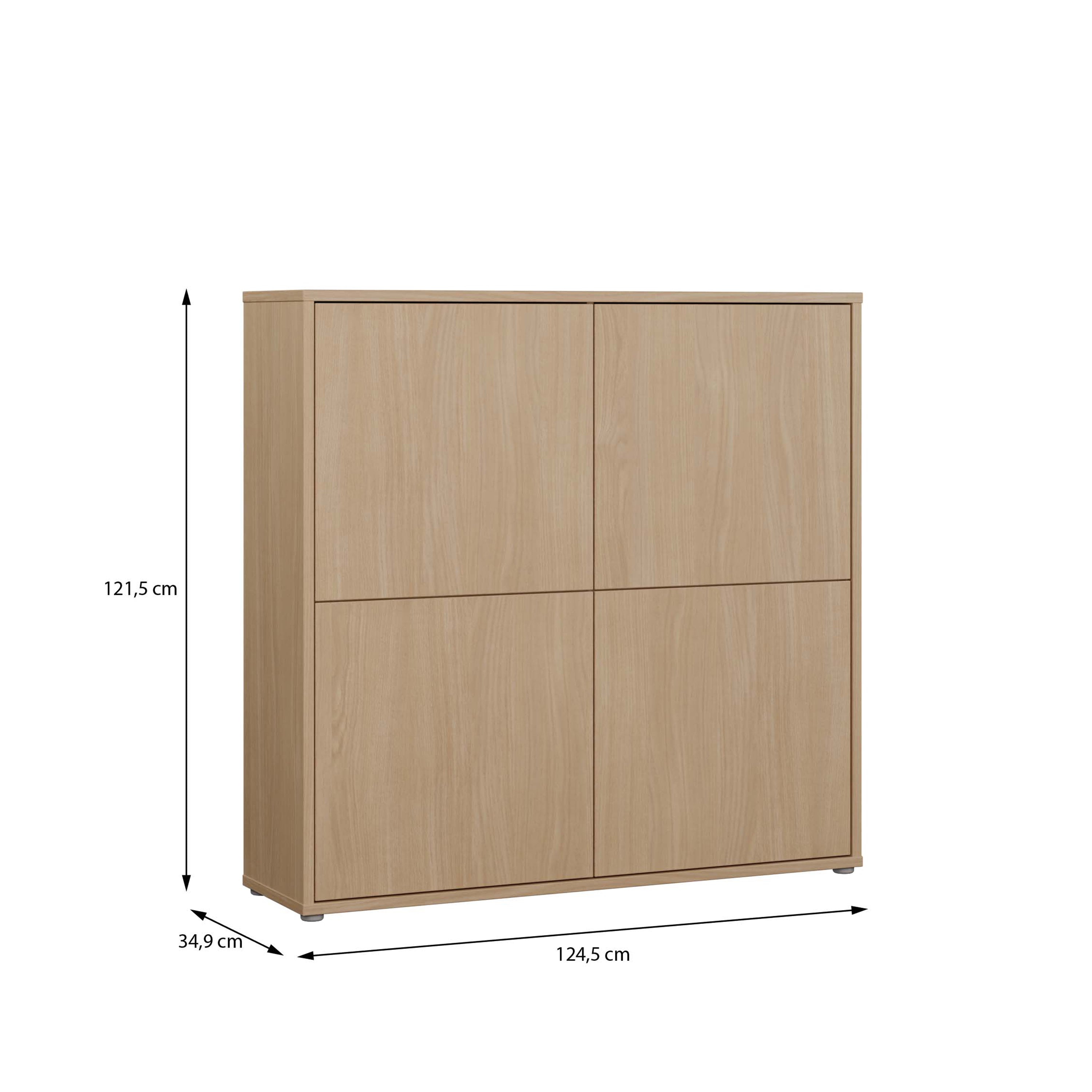 Alice Springs 4 Door Large Storage Cabinet with Push-to-Open Doors in Elegancia Oak