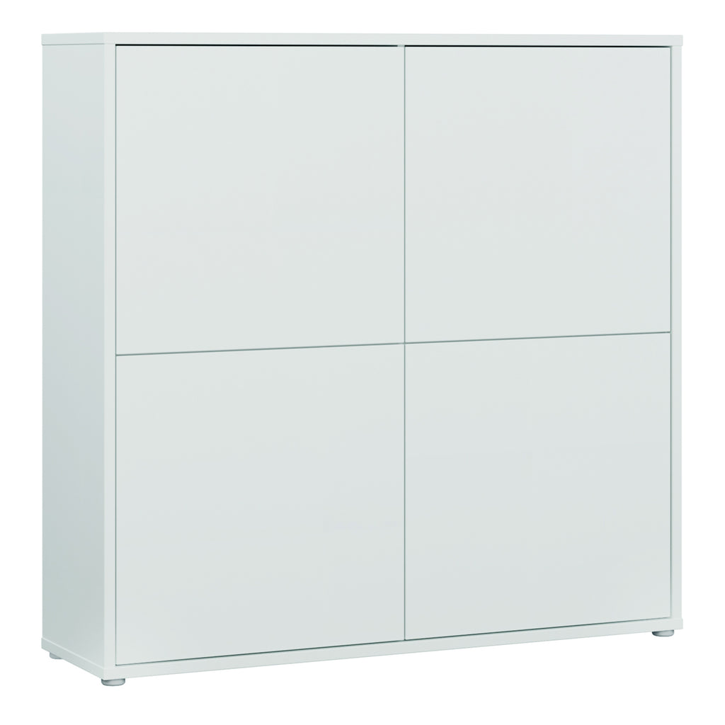 Alice Springs 4 Door Large Storage Cabinet with Push-to-Open Doors in Light Grey