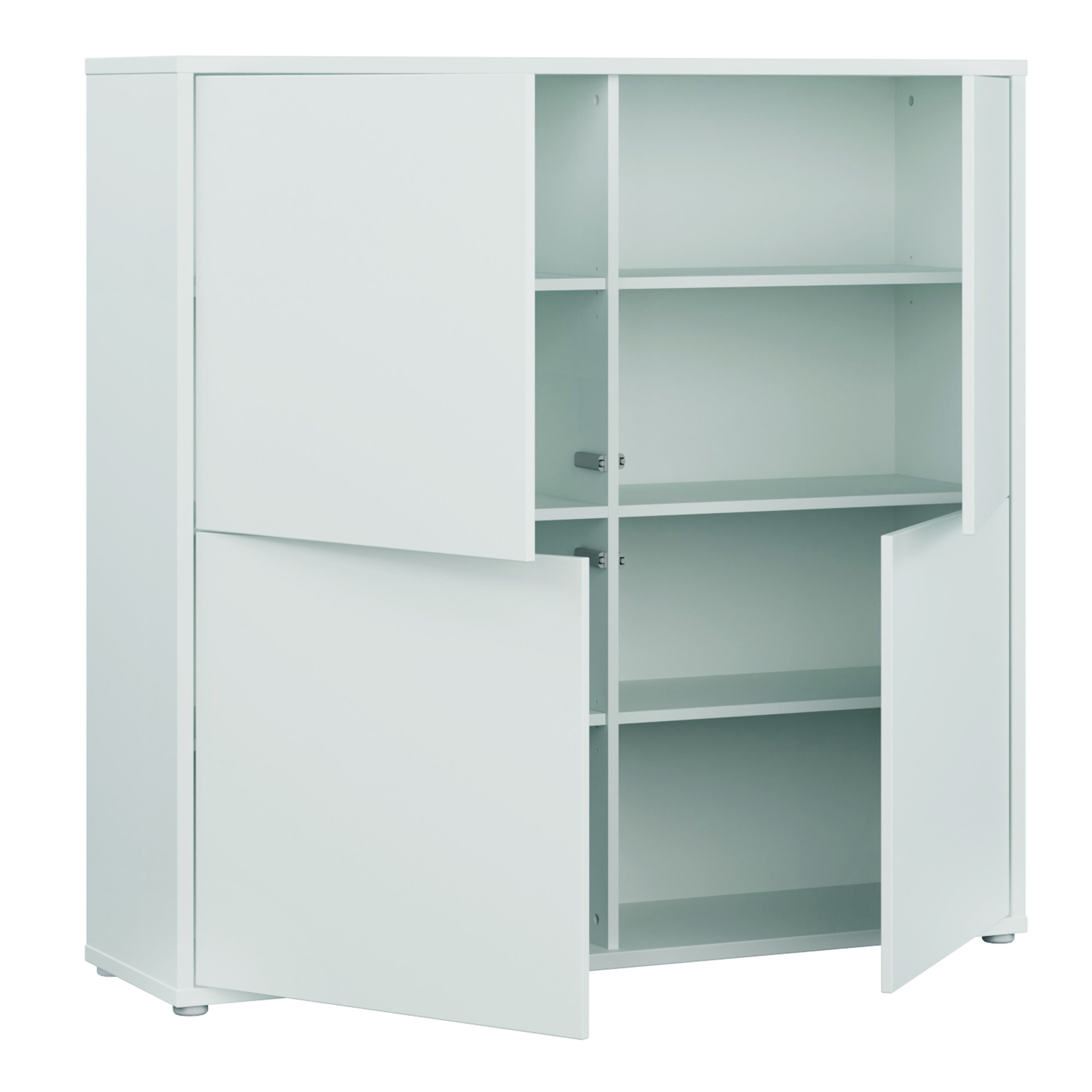 Alice Springs 4 Door Large Storage Cabinet with Push-to-Open Doors in Light Grey