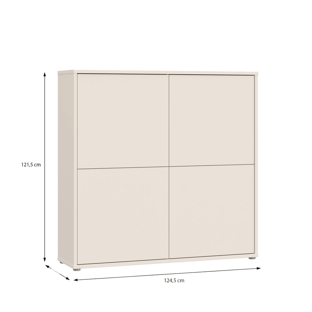 Alice Springs 4 Door Large Storage Cabinet with Push-to-Open Doors in Sand