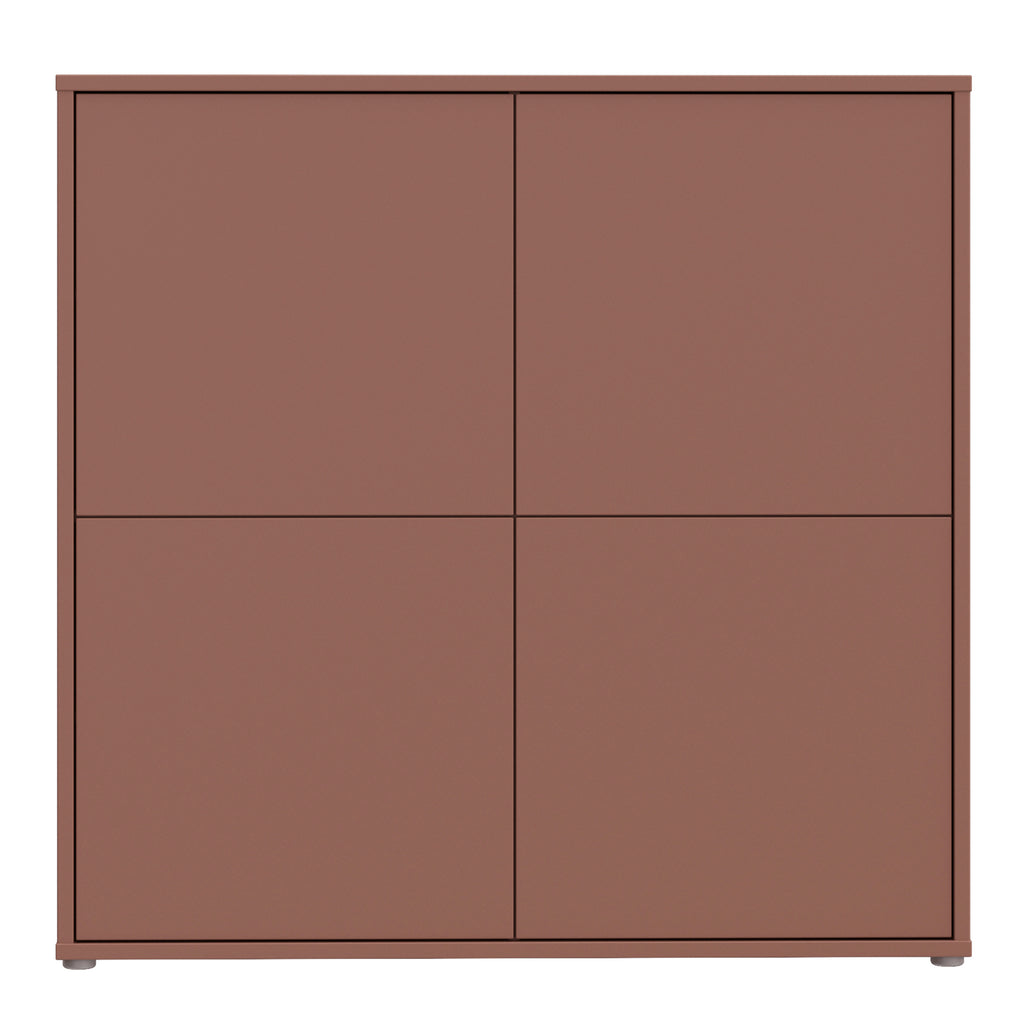 Alice Springs 4 Door Large Storage Cabinet with Push-to-Open Doors in Terracotta